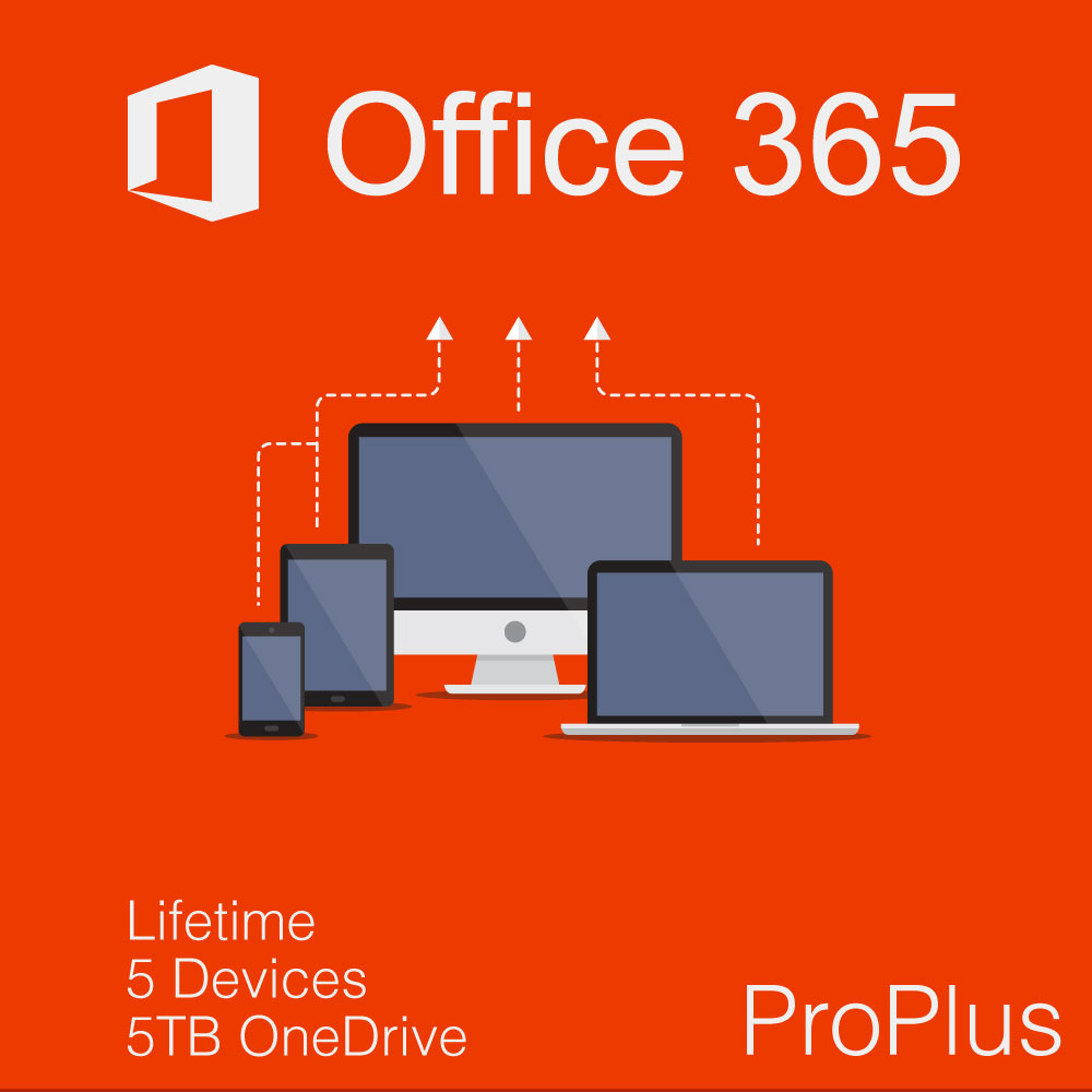 Compte Microsoft 365 (5 appareils, A vie, 5TB OneDrive